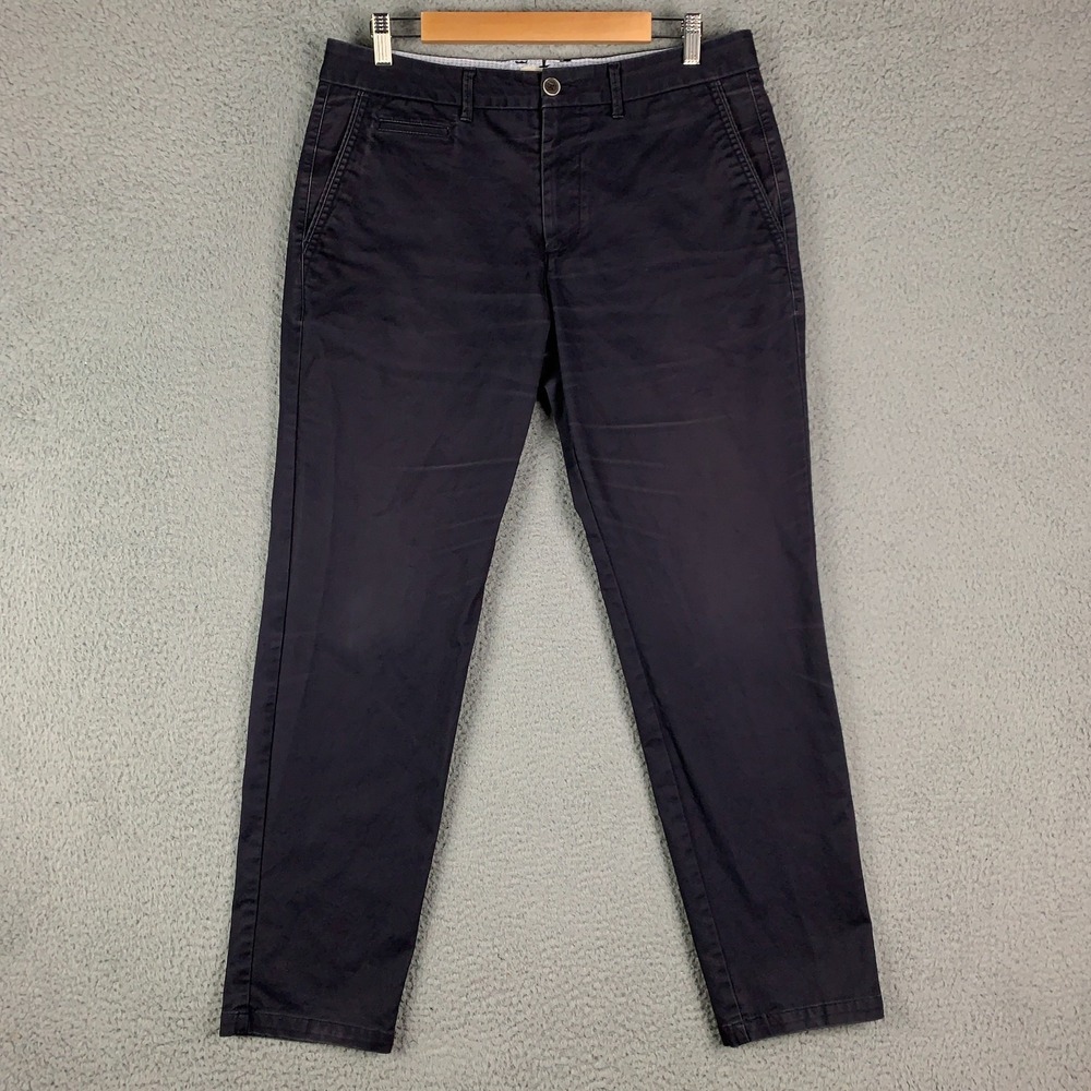 Perk Chino Pants Mens 34 x 30 Ink Blue Slim Tapered Fit Flat Front Stretch Twill